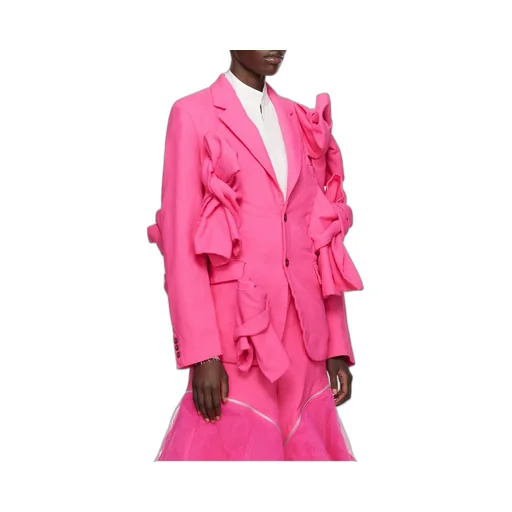 Long-Sleeved Suit Jacket With Lapel And Floral Details