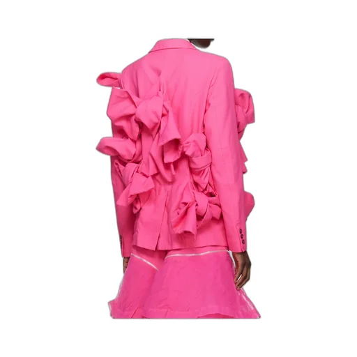 Long-Sleeved Suit Jacket With Lapel And Floral Details