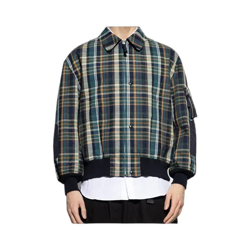 Checked Bomber Jacket