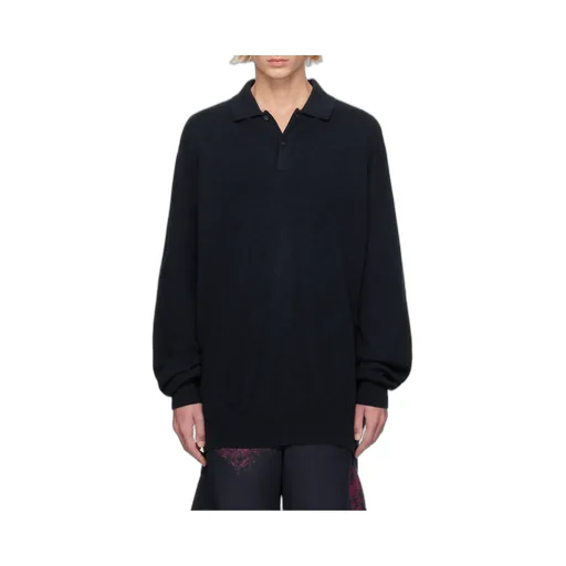 Long-Sleeved Knitted Polo Shirt