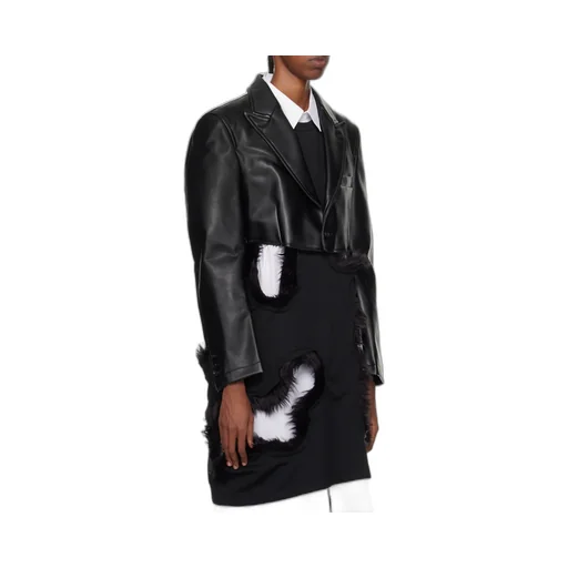 Leather Jacket With Rimmed Collar
