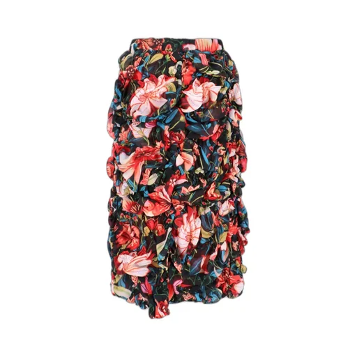 Graphic Printed Ruched Midi Skirt