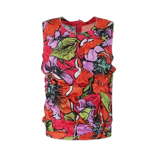Floral Pattern Round Collar Vest
