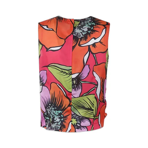Floral Pattern Round Collar Vest