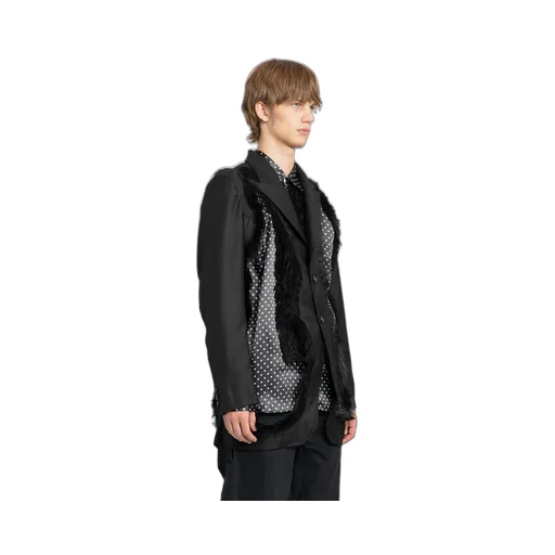 Single-Breasted Blazer With Faux Fur Embellishment
