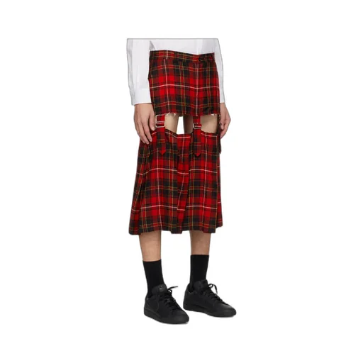 Wool Hollowed-Out Medium Length Skirt