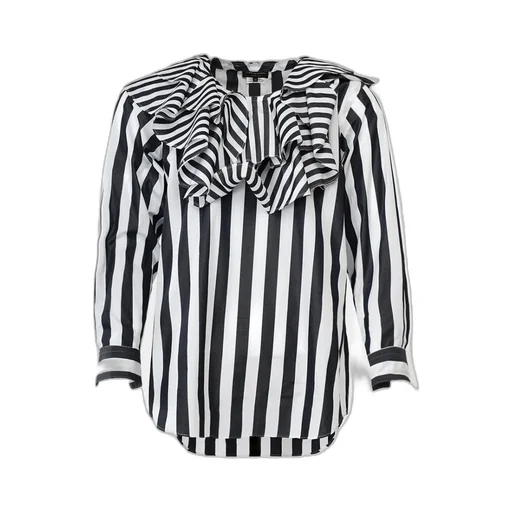 Striped Shirt With Lotus Leaf Edge