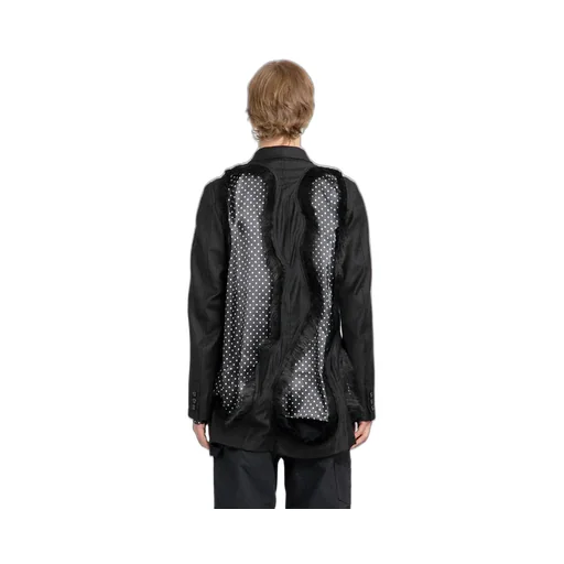 Single-Breasted Blazer With Faux Fur Embellishment