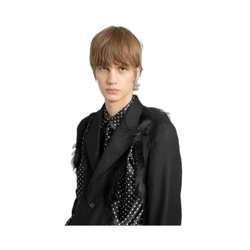 Single-Breasted Blazer With Faux Fur Embellishment
