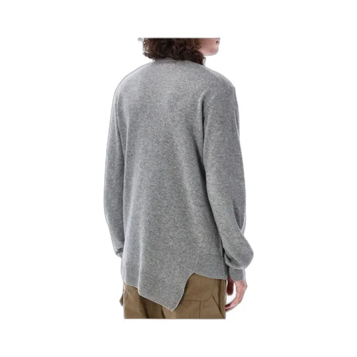 Round Collar Long Sleeve Irregular Hem Sweater