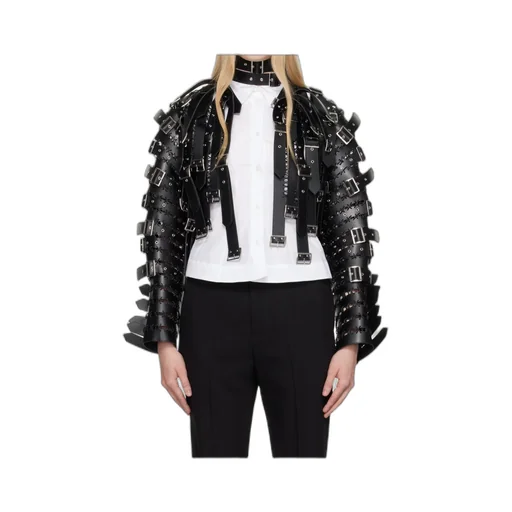 Long-Sleeved Leather Jacket