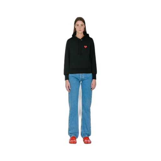 Black Red Heart Patch Hoodie