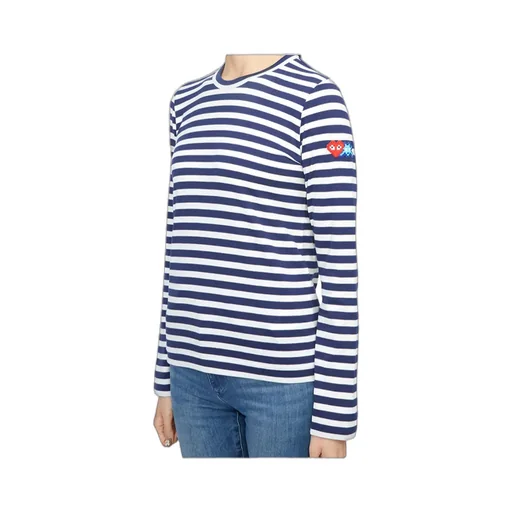 Pixelated-Heart Striped Top