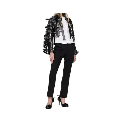 Long-Sleeved Leather Jacket