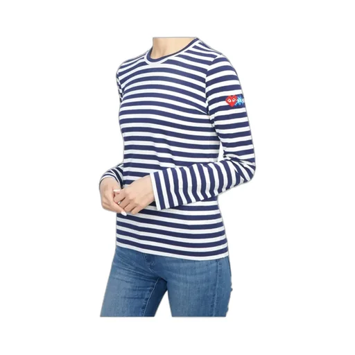 Pixelated-Heart Striped Top