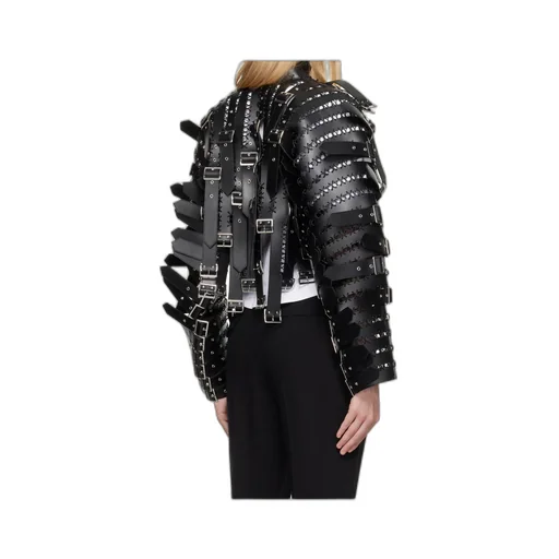 Long-Sleeved Leather Jacket