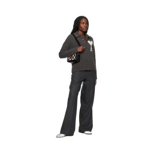 Long-Sleeved Knitted Polo Shirt