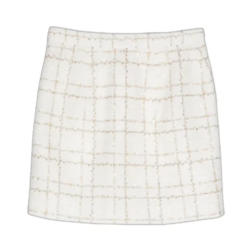 Sequin Checked Tweed Mini Skirt