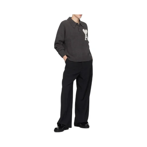 Long-Sleeved Knitted Polo Shirt