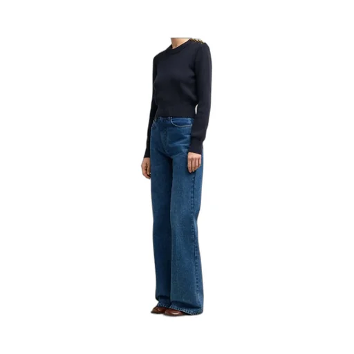 Button Embellished Crewneck Knitted Jumper