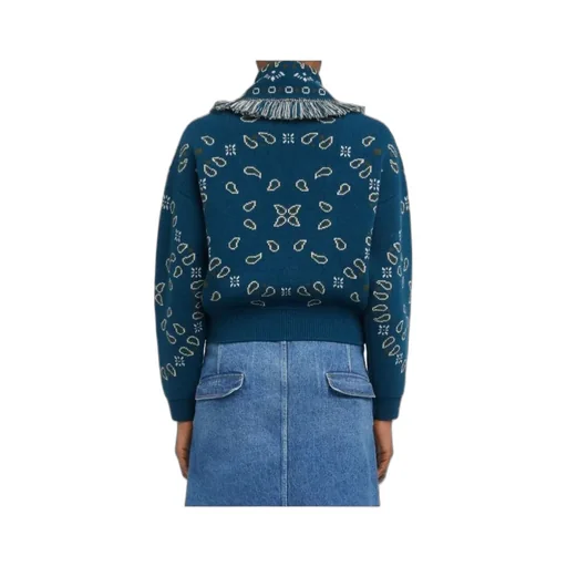 Paisley Jacquard Fringed Cardigan