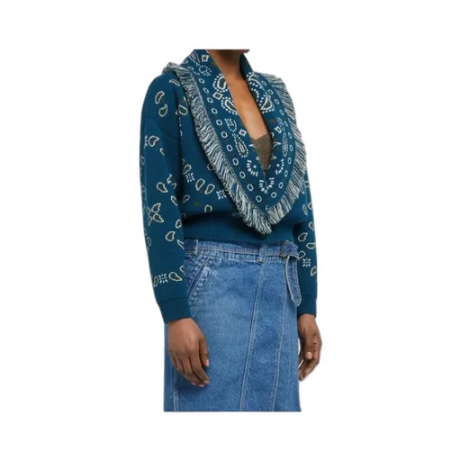 Paisley Jacquard Fringed Cardigan
