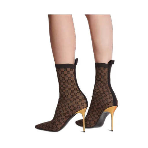 Skye Knitted Heeled Ankle Boots