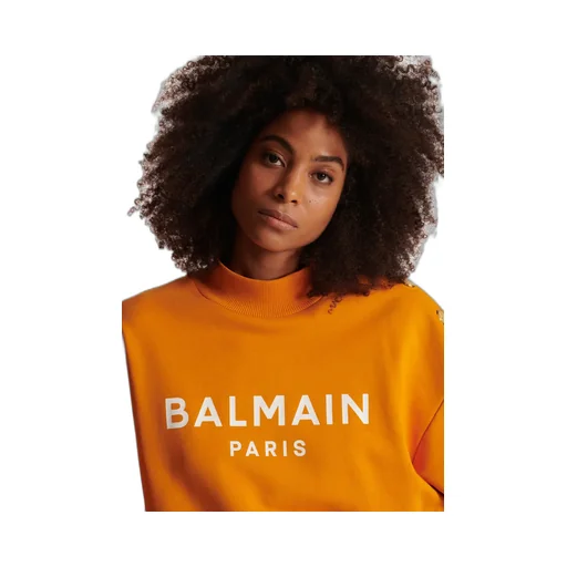 Eco-Responsible Cotton Cropped Sweatshirt With Balmain Logo Print