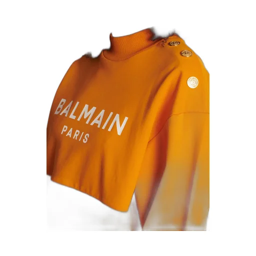Eco-Responsible Cotton Cropped Sweatshirt With Balmain Logo Print