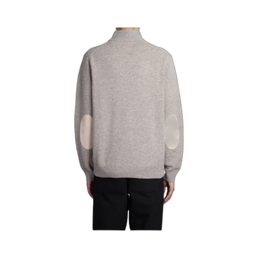 Buttoned High-Neck Knit Jumper