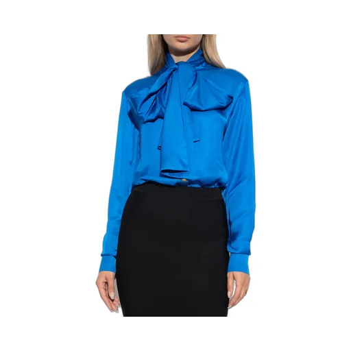 Pussy-Bow Satin Blouse