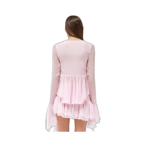 Ruffled Long-Sleeve Silk Blouse
