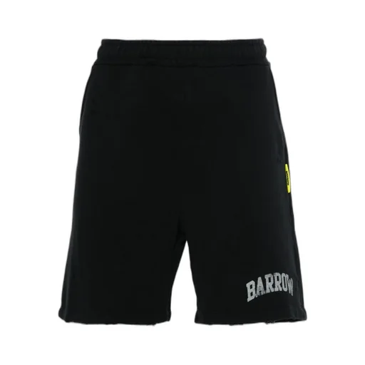 Smiley-Print Elasticated Waistband Distressed Shorts