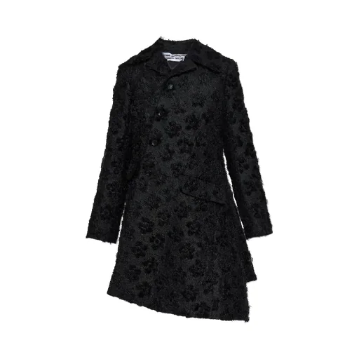 Floral-Embroidered Asymmetric Coat