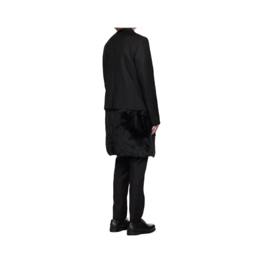 Faux-Fur Trim Single-Breasted Coat