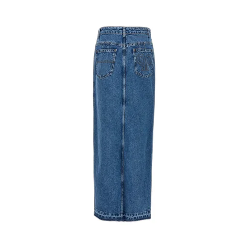 Mid-Rise Denim Maxi Skirt