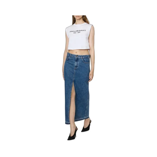 Mid-Rise Denim Maxi Skirt