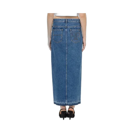 Mid-Rise Denim Maxi Skirt