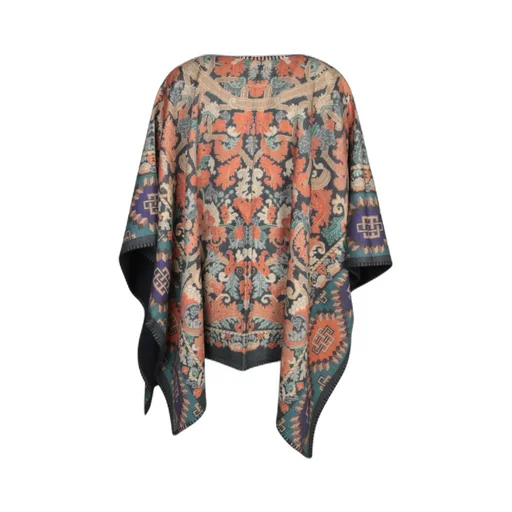 Patterned Open Front Poncho