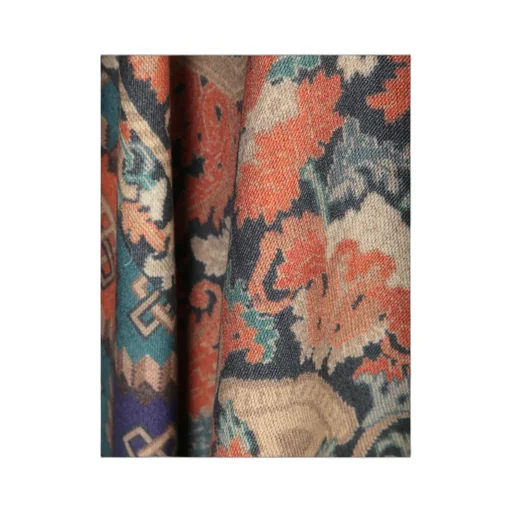 Patterned Open Front Poncho
