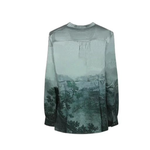 Landscape Print V-Neck Top