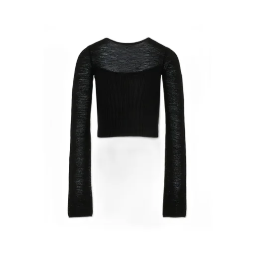 Long-Sleeved Ribbed-Knit T-Shirt