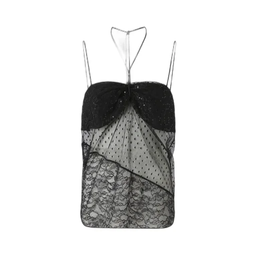 Lace-Paneled Sequin Blouse