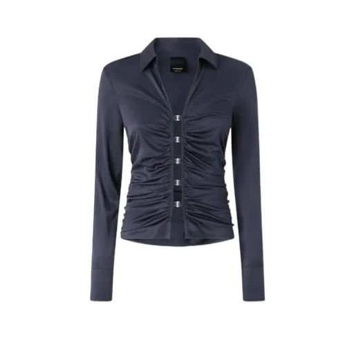 Shiny Gathered-Detail Blouse
