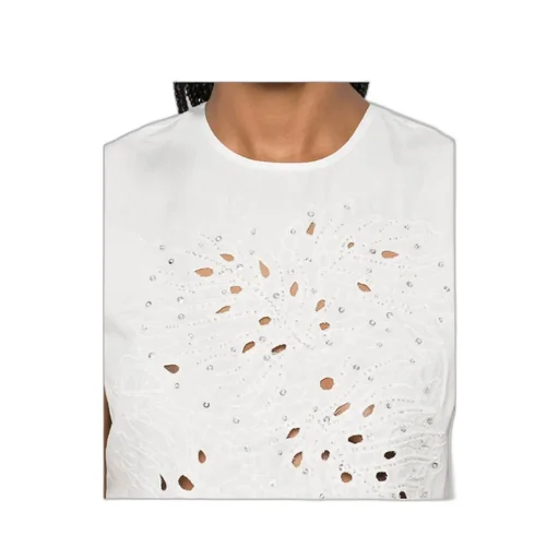 Embellished Cutout Crop Top