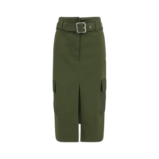 Belted Cargo Midi Skirt