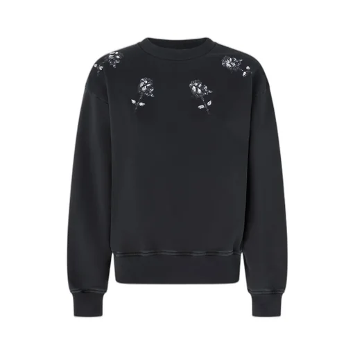 Floral-Printed Drop Shoulder Sweatshirt