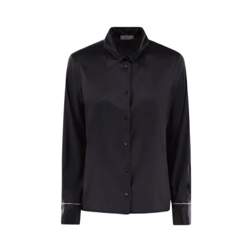 Button-Fastening Silk Shirt
