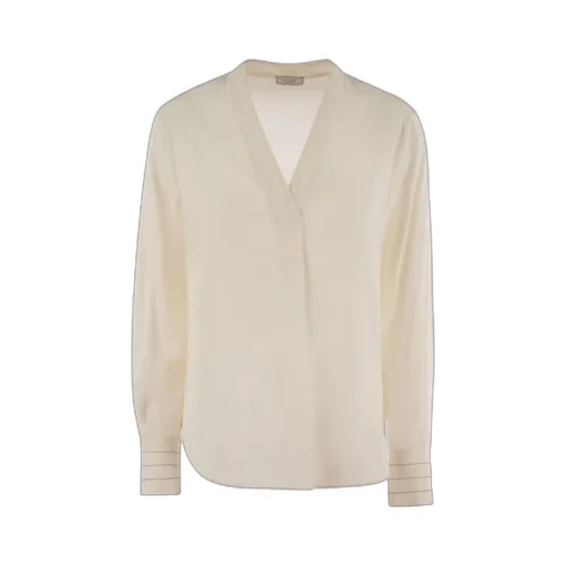 V-Neck Crepe Shirt