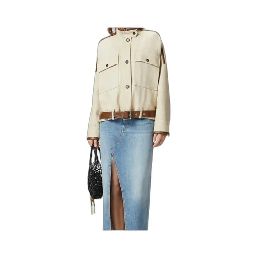 High Neck Belted Cropped Jacket